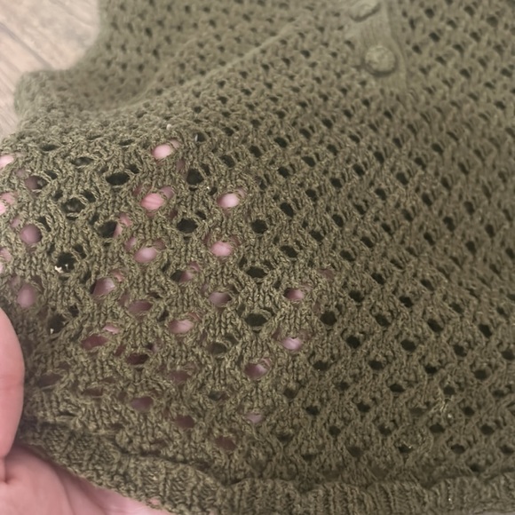 Army Green Crochet Knit Boho Tank Top Size Small - Picture 2 of 4